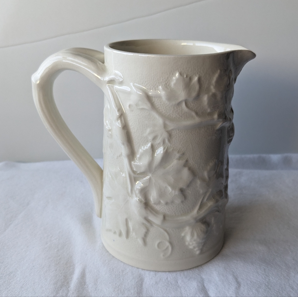 Vintage Spode Imperial Fancies Cream Earthenware Pitcher Embossed Grape Vines